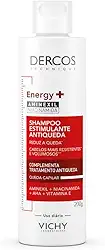 Vichy Dercos Energy+, Shampoo Estimulante, Tratamento Antiqueda para Cabelos Fracos e Quebradiços, Fortalece os Fios com Aminexil, AHA, Niacinamida e Vitamina E, 200g