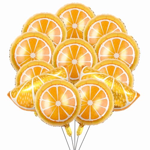Ballons en aluminium orange pour fête d'enfants : lot de 12 décors pour un goûter fruité