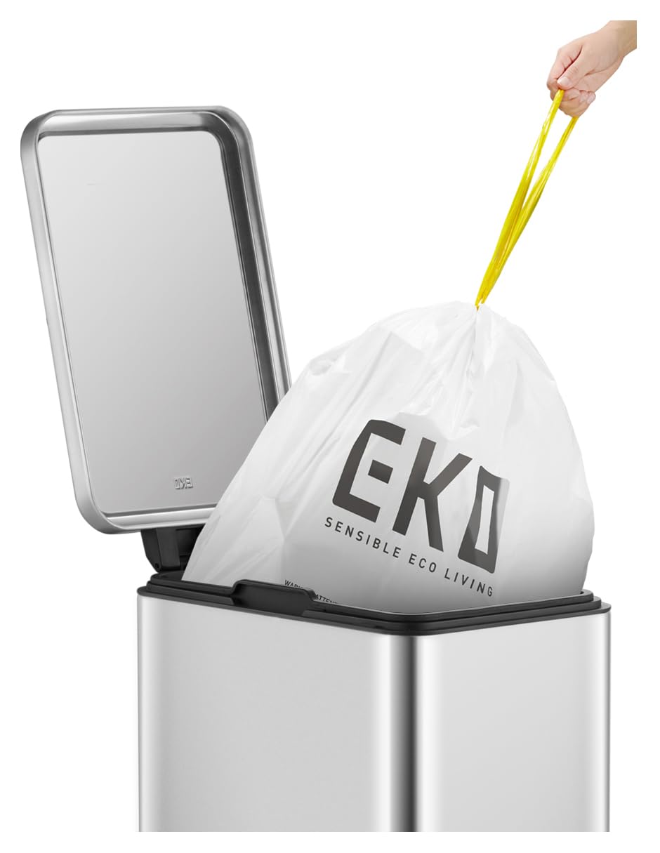 EKO Stella Slim Cubo de Basura Cocina 30L con Pedal y Tapa de Cierre Suave | Acero Inoxidable Antihuella | Papelera Moderna y Robusta | Gran Capacidad para Reciclaje
