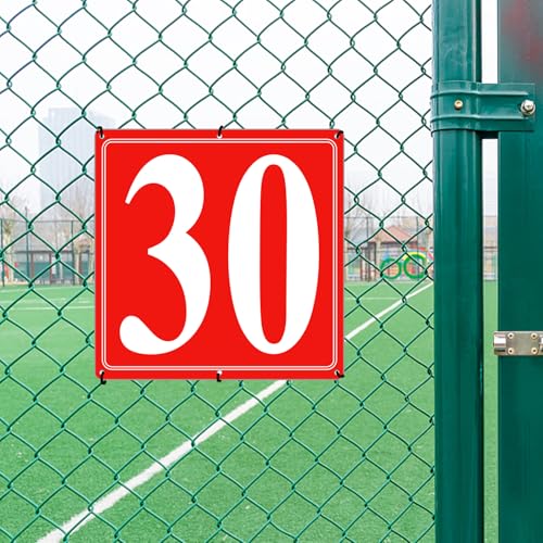 Image of Premium Aluminum Number Signs 30, Metal 12 inch X 12 inch Red Numbered Signs Outdoor for Parking Lots, Floor, Dock, Court, Aisle, Field, High Visibility, No Fade, Weather-resistant