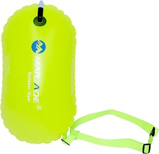Open Water Swim Buoy High Visibility Outdoor Inflatable Tow Float Air Bag Thicken Safety Swim Pull Floats Bubble with Adjustable Waist Belt Swim Training Aid for Snorkeling Triathletes Racing