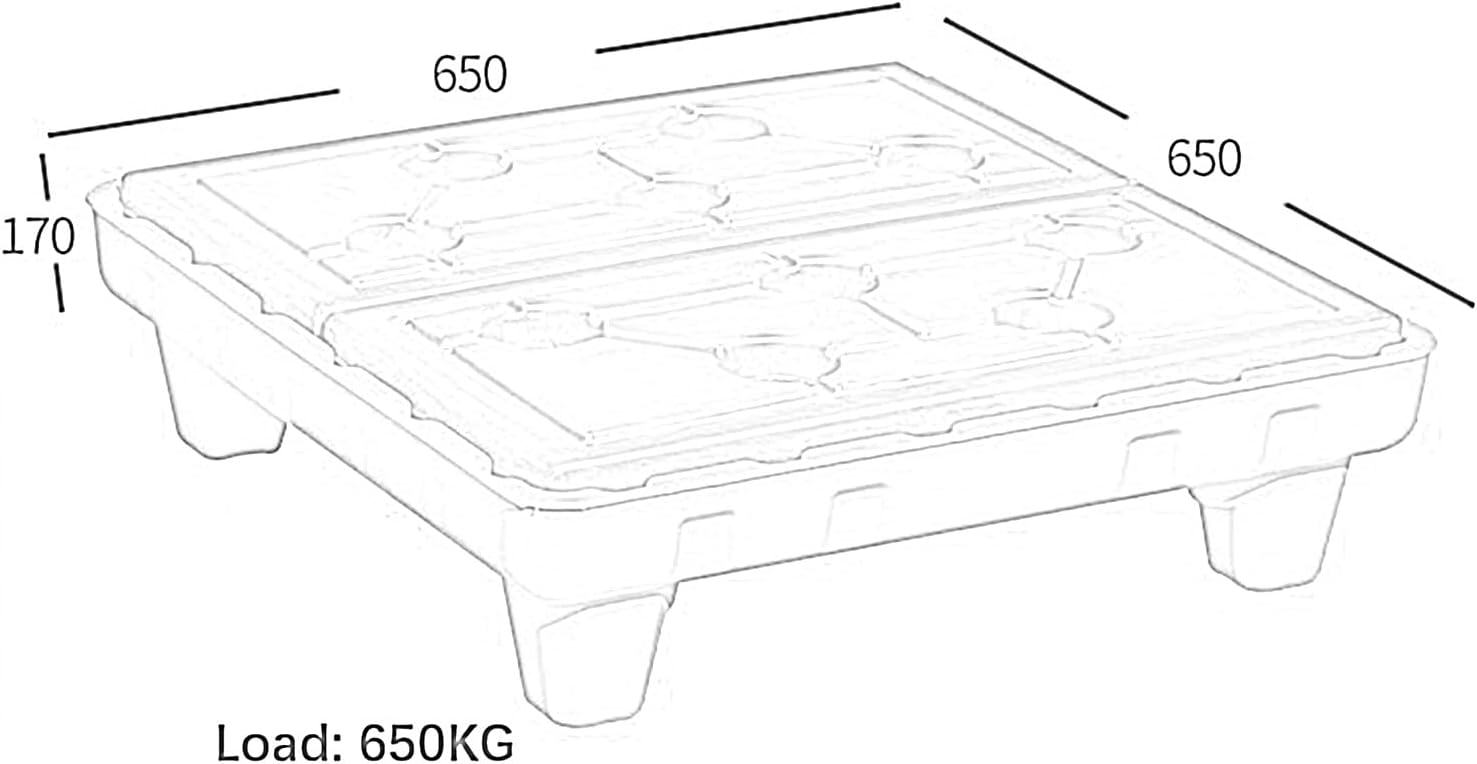 Heavy-Duty Spill-Proof Tray, 25.59x25.59x6.69in Stackable Oil & Leakproof Containment Platform for Industrial Use, Modular Anti-Spill Plastic Pallet for Warehouses & Factories