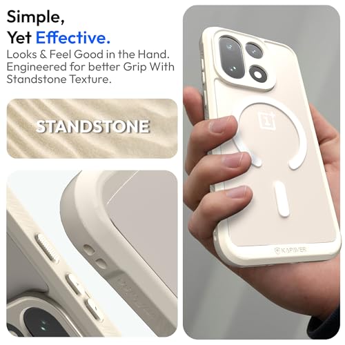 Image of KAPAVER Mag-X Sandstone Back Cover Case Compatible with MagSafe, Magnetic Case for OnePlus 15 (Mag-X Stand Storm)