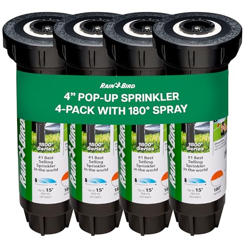Rain Bird 1804APPR25 Pressure Regulating (PRS) Professional Pop-Up Sprinkler, Adjustable 0° to 360° Pattern, 8' - 15' Spray Distance, 4' Pop-up Height