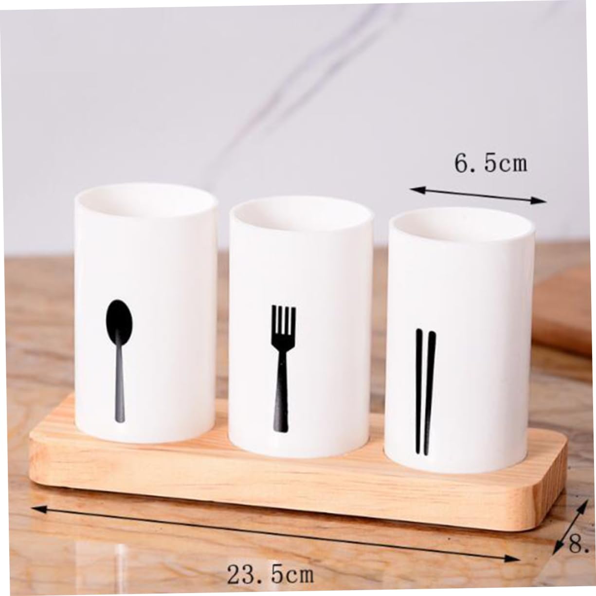 Cabilock 1Set Wooden Base Chopsticks Holder Multifunctional Tableware Organizer with Draining Rack for Kitchen Home Restaurant Space Saving Utensil Storage Container