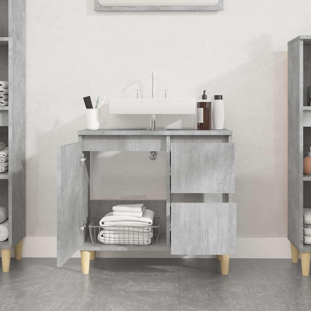 Armadietto da bagno grigio cemento, 65 x 33 x 60 cm, in legno di