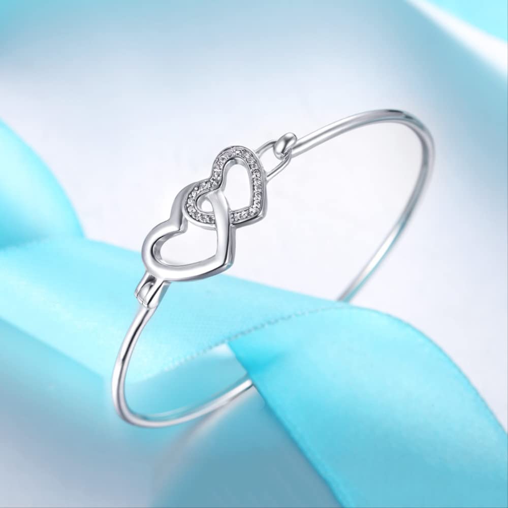 Pulsera y Brazalete con Dije en Forma de corazón de Cristal de tamaño Ajustable 925 para Mujer, joyería de Boda