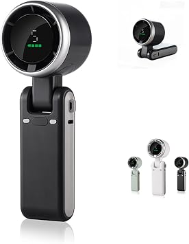 Portable Handheld Turbo Fan - 5 Speed Settings, USB Rechargeable Mini Fan, Foldable with Lanyard for Outdoor, Travel & Work Black