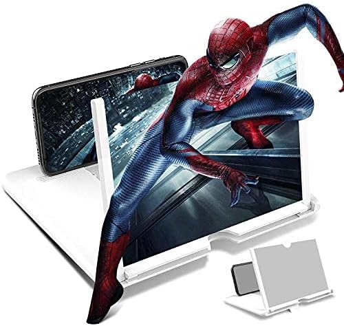 MINGCHUANGWEILI 14 Screen Magnifier Cell Phone,-3D HD Magnifing Screen Enlarger Movies, Videos and Gaming – Foldable Phone Stand Holder with Screen Amplifier–Compatible with All Smartphones (White)