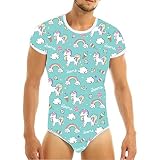 ABDL Baby Onesie Luier Lover (ABDL) Snap Crotch Romper Onesie Pyjama - Kleurrijke Eenhoorn, mintgroen, XXL