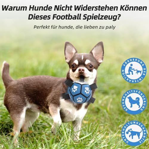 HETOO Hundeball Hundespielzeug Ball mit Griff für Hund Interaktives Schleppen von Krieg Wasser Hundebälle Spielzeug Geburtstagsgeschenk für Klein/Mittel Hunde (5 Zoll Blau Grau)