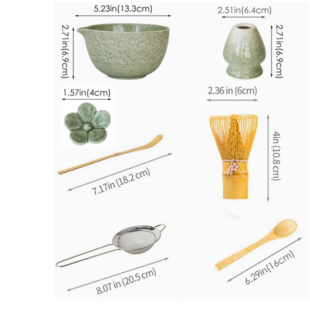 Juego de 8 batidores de matcha con caja de regalo negra, juego de kit de ceremonia de té tradicional japonés, juego de cuencos de cerámica esmaltada brillante para los amantes del té verde