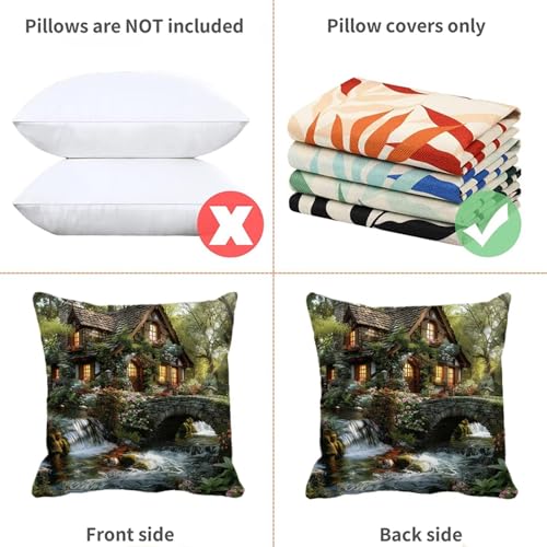 Housse de coussin extérieur forêt imperméable 65x65 grand format pour canapé