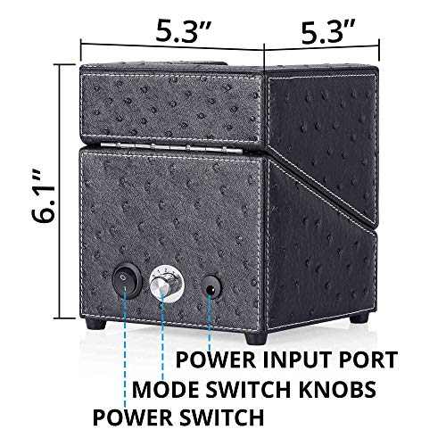 Triple Tree Single Watch Winder Newly Upgraded, With Flexible Plush Pillow, In Wood Shell And Black Leather, Japanese Motor, 4 Rotation Mode Setting, Fit Lady And Man Automatic Watches #TOP3