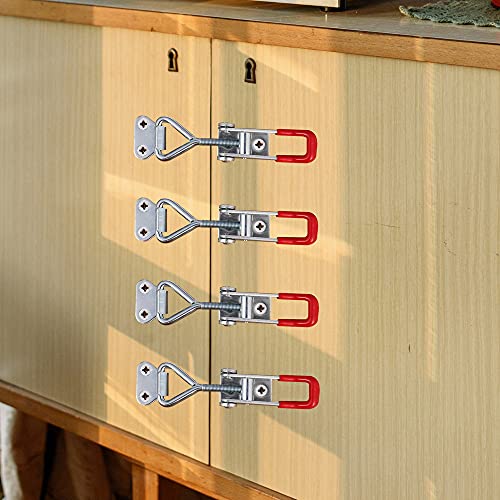 4 Stück Spannverschluss, Hebel Verschluss Hebel Kistenverschluss Eckbefestigung Sicherheitsschnalle Türriegel für Kisten Schrank Schublade Tür Fenster 100 kg