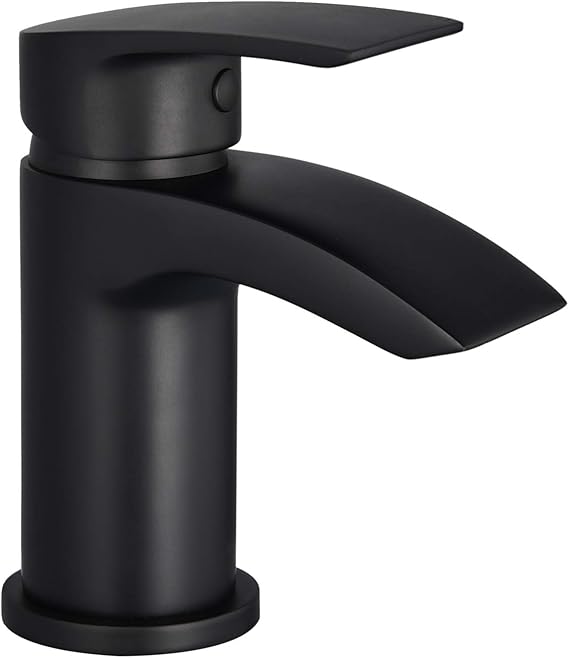 Hapilife Black Basin Taps Waterfall Round Bathroom Sink Taps Mixers