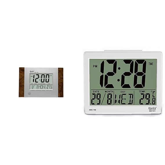 Buy Ajanta Quartz Plastic Abstract Rectangle Digital Alarm Wall Clock (Black and Brown, 29 cm x