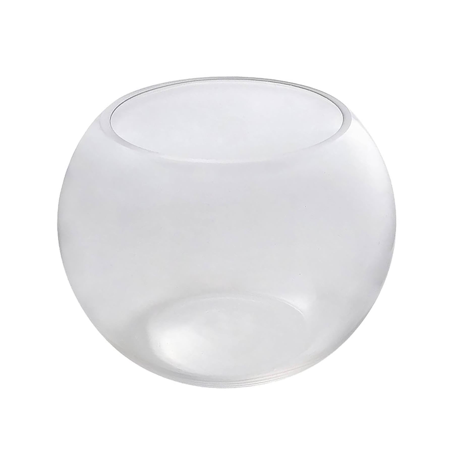 simpa 19cm Clear Glass Fish Bowl Round Centerpiece Display Vase Terrarium, Sphere Bubble Ball Flower Vase.