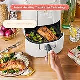 Beautiful 3 Qt Air Fryer with TurboCrisp Technology, AllGood Ceramic Nonstick Coating - Roast, Reheat and dehydrator, kitchen appliances by Drew Barrymore (White Icing)