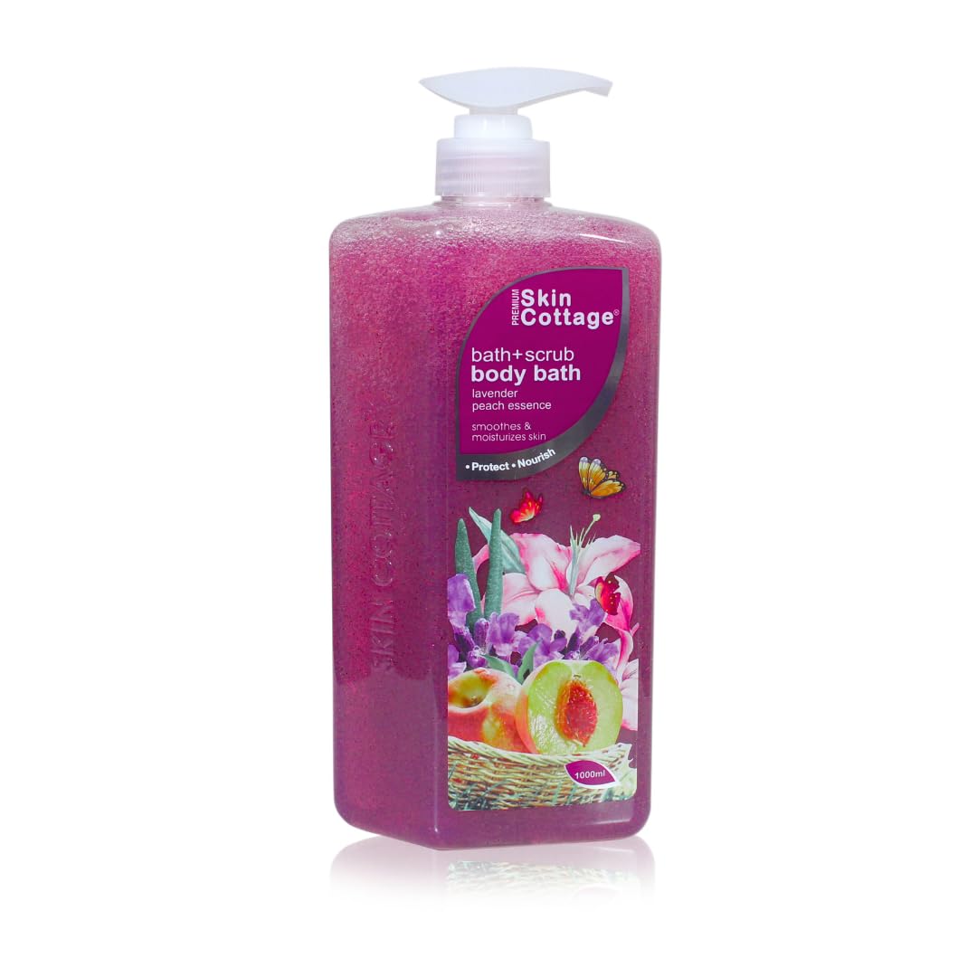 Skin Cottage Bath+Scrub Body Bath Lavender Peach Essence Smoothes And Moisturizes Skin 1000Ml
