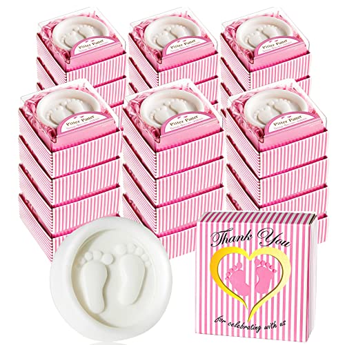 Aixiang Baby Shower Favors Soaps Handmade Pink Gift Boxed Little Baby-Feet Scented Soap Favors For Baby Girl Baby Shower Favors And Decorations (24 Pack, Baby Girls Baby Shower Favors) #TOP6