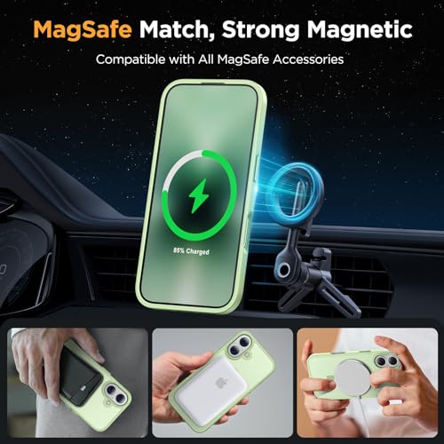 Image of Miracase Magnetic Series for iPhone 16 Case [Compatible with MagSafe] Military-Grade Protection, Anti-Fingerprint, Slim Phone Case for iPhone 16 6.1 inch - Matcha Green