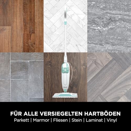 Shark Dampfreiniger, leichter Dampfreiniger für Hartböden mit 2 maschinenwaschbaren Reinigungspads und Füllflasche 375ml, 5.5 m Kabel… – Ansicht 6