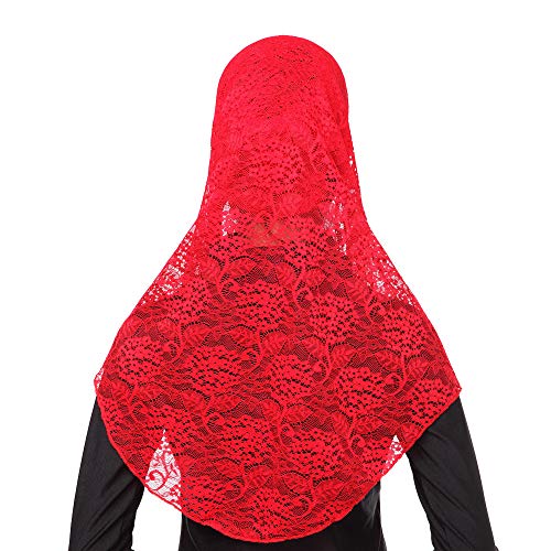 Womens Muslim Turban Lace Long Hijab Scarf Solid Color Head Wrap Scarfs2