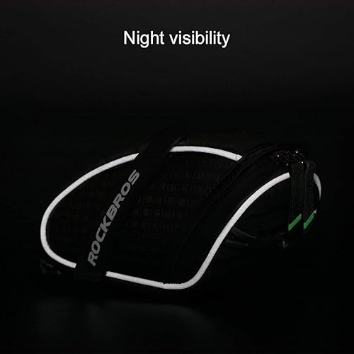 Vista 6 de ROCKBROS Bolsa de Asiento para Bicicleta, Bolsa de Sillín Bajo el Asiento con Cáscara 3D para Bicicletas de Montaña y Carretera, Negra
