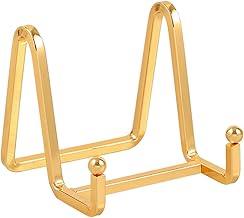 Chevalet Support Presentoir Porte Assiette - 3 Pouces Metal Support Assiette Decorative - Support Cadre Photo de Table - Présentoir de Fer pour Plaque | Livre Cuisine | Carte Postale | Art - Or
