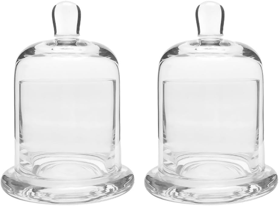 Garneck 2 Sets Home Decor Glass Cloche Candle Holder Bell Jar Simple Candle Cup for Wedding Festive Bar