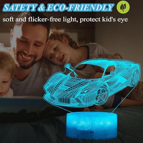 Image of Car Gifts for Men, Racing Vehicle Night Light with Remote Control, 16 Colors Changing, Timer, RGB Flashing Mode and Dimmable, Cool Gifts for Boys Christmas Decor
