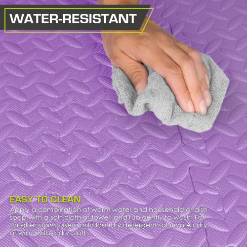 Image of ProsourceFit Exercise Puzzle Mat 1 /2-inch, EVA Interlocking Foam Floor Tiles for Home Gym, Workout Equipment, Kids Play Areas, Purple, 48 SQ FT - 12 Tiles