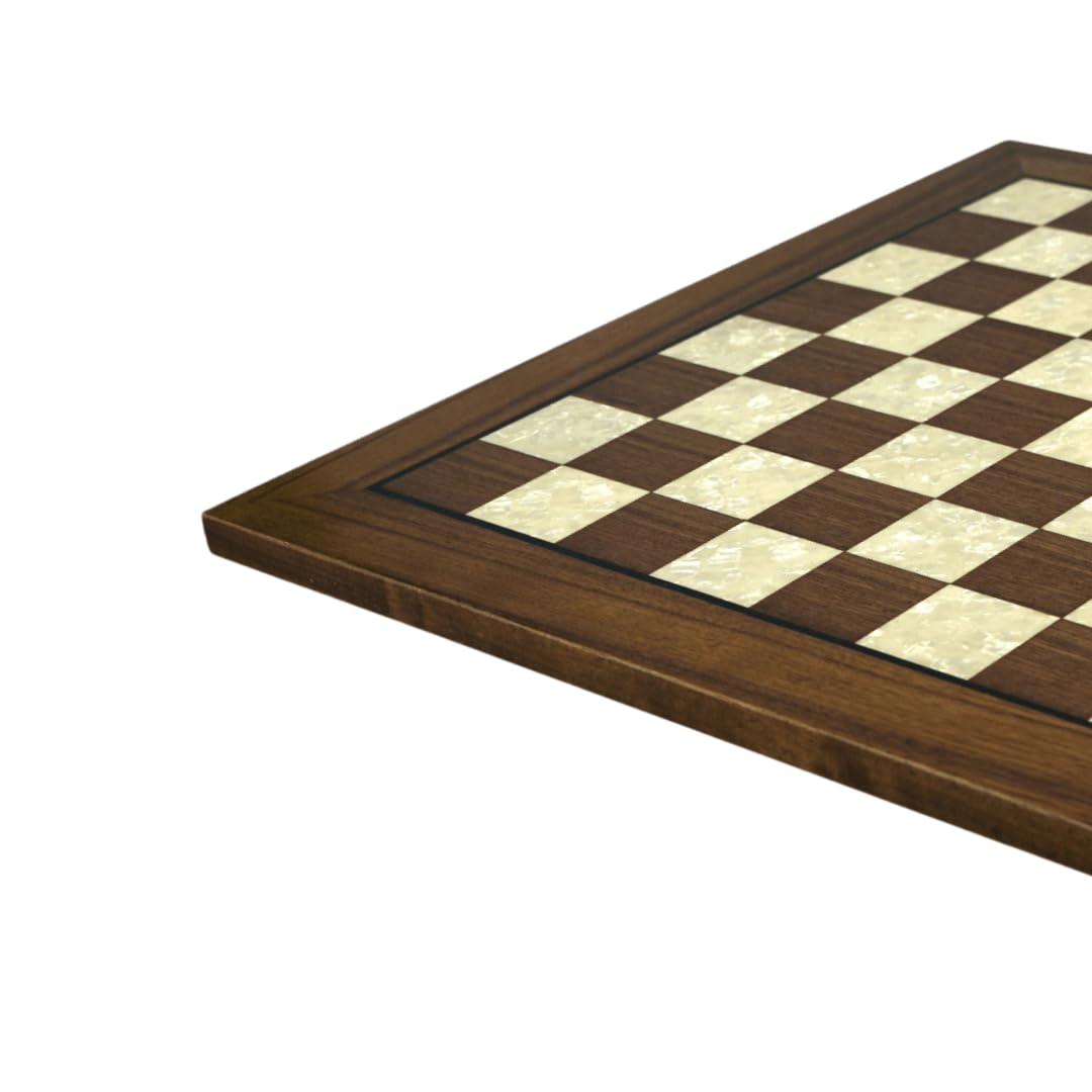 Set di scacchi in legno di noce, tavola piatta Helena in madreperla, 50,8 cm