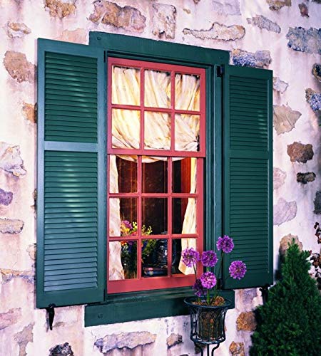 LTL Home Products SHL55 Exterior Solid Wood Louvered Window Shutters, 15" x 55", Unfinished Pine