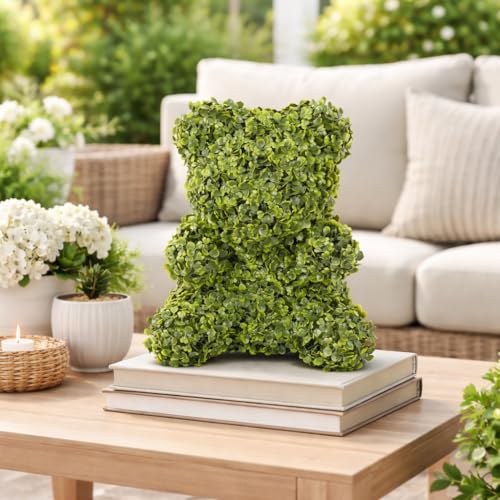 ENVEN Artificial Topiary Dog Lucky, Faux Boxwood Puppy Decor, UV Resistant Greenery Animal Sculpture, Maintenance-Free Lifelike Indoor Outdoor Garden Statue, Mr. Bear-1 by ENVEN - Used condition - Image 3