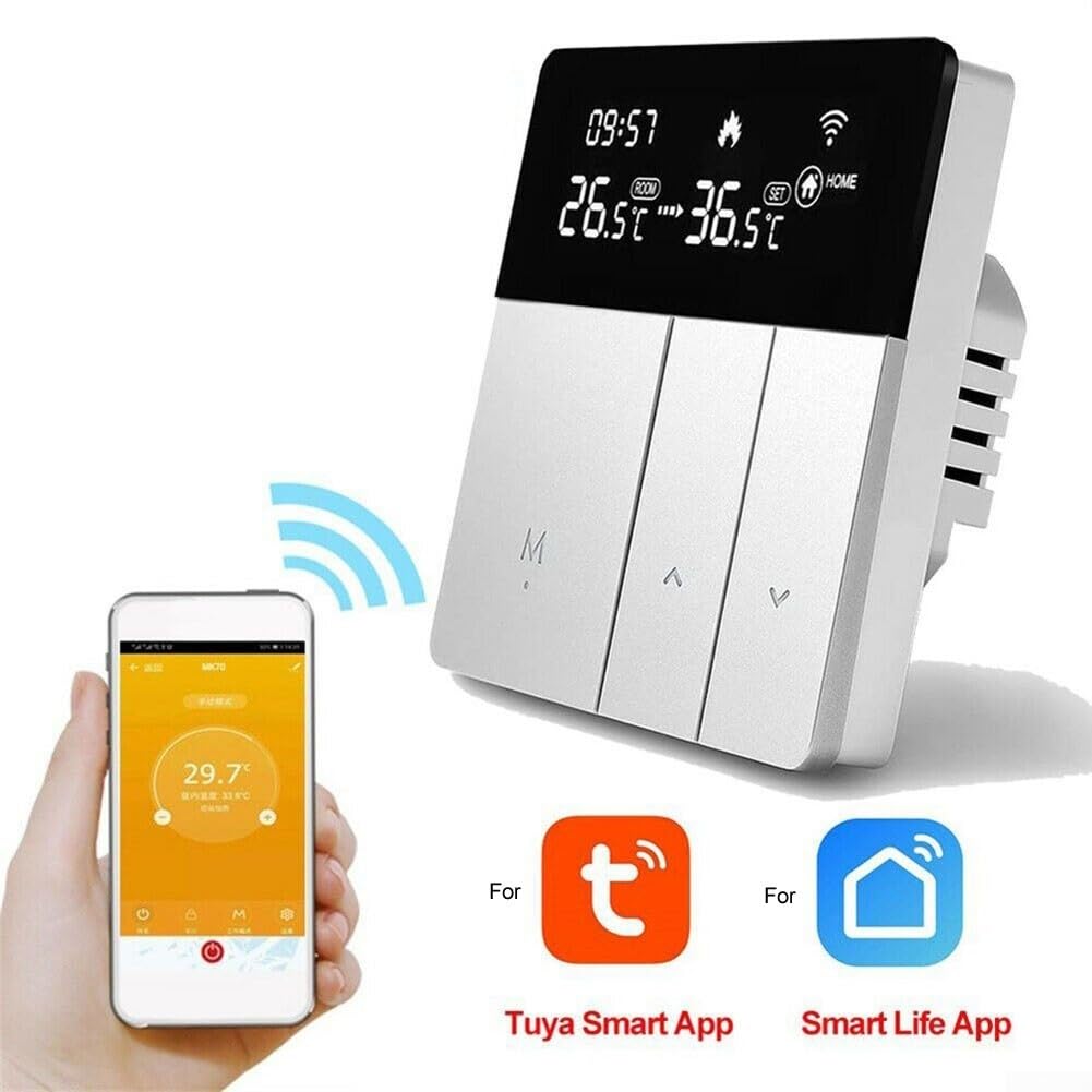 Für Tuya WiFi Smart Thermostat für Elektrische Fußbodenheizung, Unterstützt Sprachsteuerung mit und, Fernzugriff für Komfort (25A)