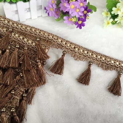 Ribete trenzado con flecos de poliéster para proyectos de costura y manualidades, 32 pies, ideal para decoración del hogar, tapicería y manualidades
