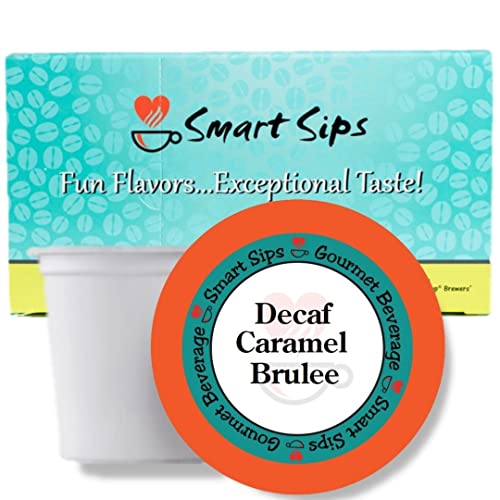 Smart Sips, Decaf Caramel Brulee Flavored Coffee, 24 Count Gourmet Decaf Pods, Compatible With All Keurig K-cup Machines