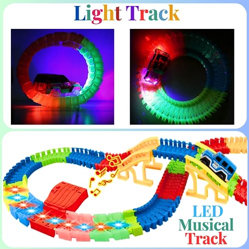 Image of Led Racing Car Toys for Kids with Bridge & 1 Mini Car Track Set for Kids Toys for 3 + Year Old Boy