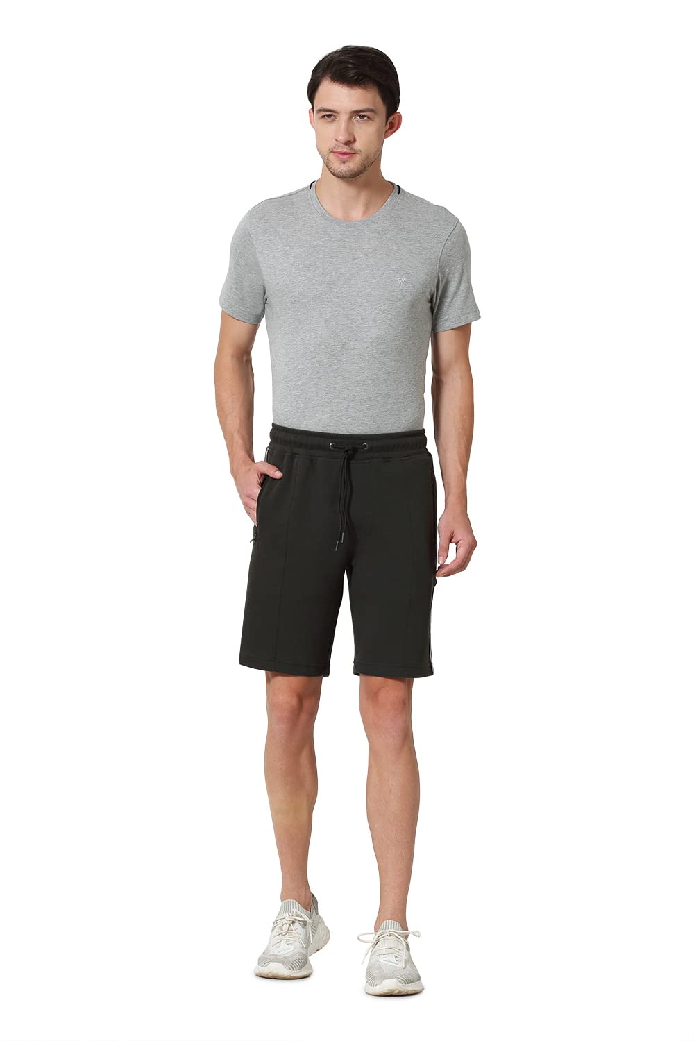 Men Athleisure Zipper Pocket Knit Shorts - Side Contrast Tape, Breathable-image-39