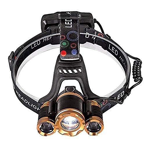 Linterna frontal LED recargable por USB con foco zoom y cabezal orientable