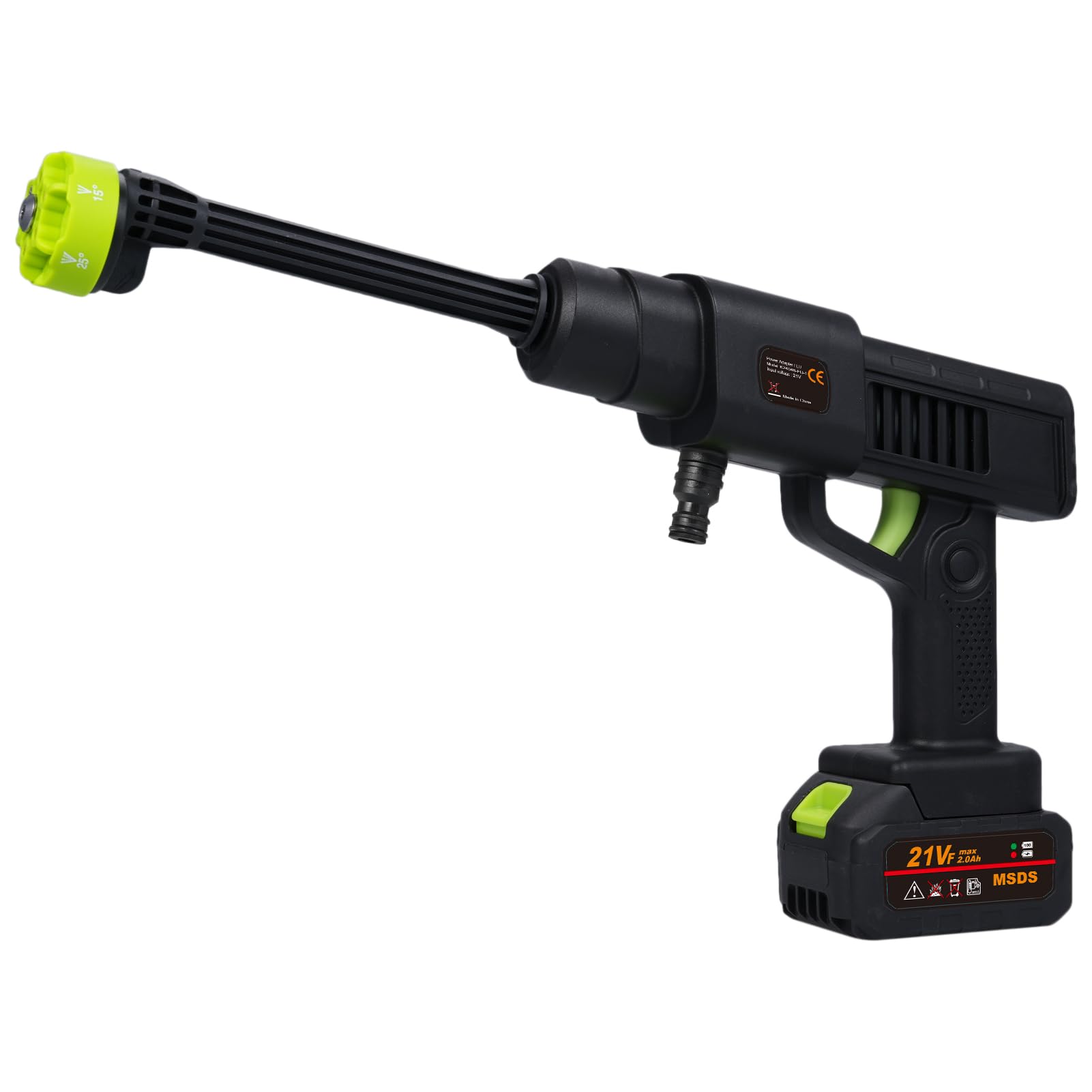 Shkalacar 21V Pistola Agua Presion Bateria, Hidrolimpiadora de Bateria con 1 O 2 Baterías, Boquilla 6 en 1 Limpiadora Portátil Cañón de Espuma, Cargador para Riego, Limpieza, Lavado de Autos