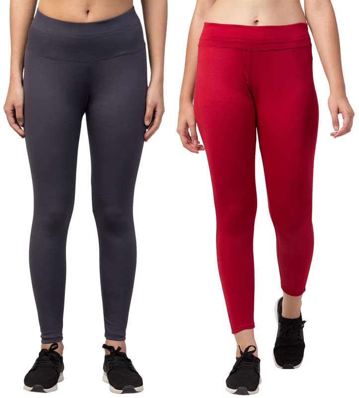 Image of BLUECON Gym wear Leggings Ankle Length Workout Pants | Stretchable Tights | Mid Waist Sports Fitness Yoga Track Pants for Girls & Women (Pack of 2)