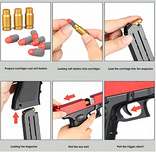 Toy Gun Shell Ejection Pistol,Toy Guns With Soft Bullets, Gift For Boys And Girls (Red) #TOP3