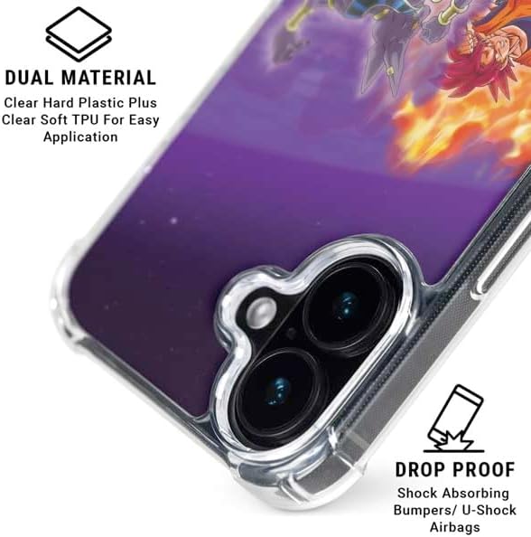 Skinit Clear Phone Case Compatible with iPhone 16 - Officially Licensed Dragon Ball Super Goku vs Beerus Design