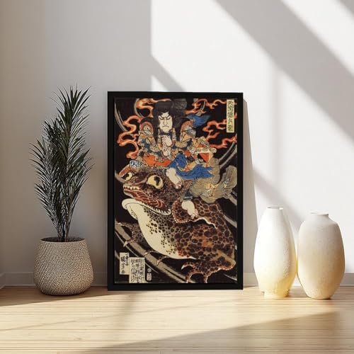 Hiroshige Ukiyo E Impressions sur Toile Murale avec Cadre Suspendu