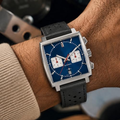 Image of Bandini Mens Leather Watch Band Strap, Vented, Racer, GT Rally, Stainless Steel Buckle, 10 Colors - 18mm, 20mm, 22mm, 24mm (Many sizes also come in Extra Long XL)