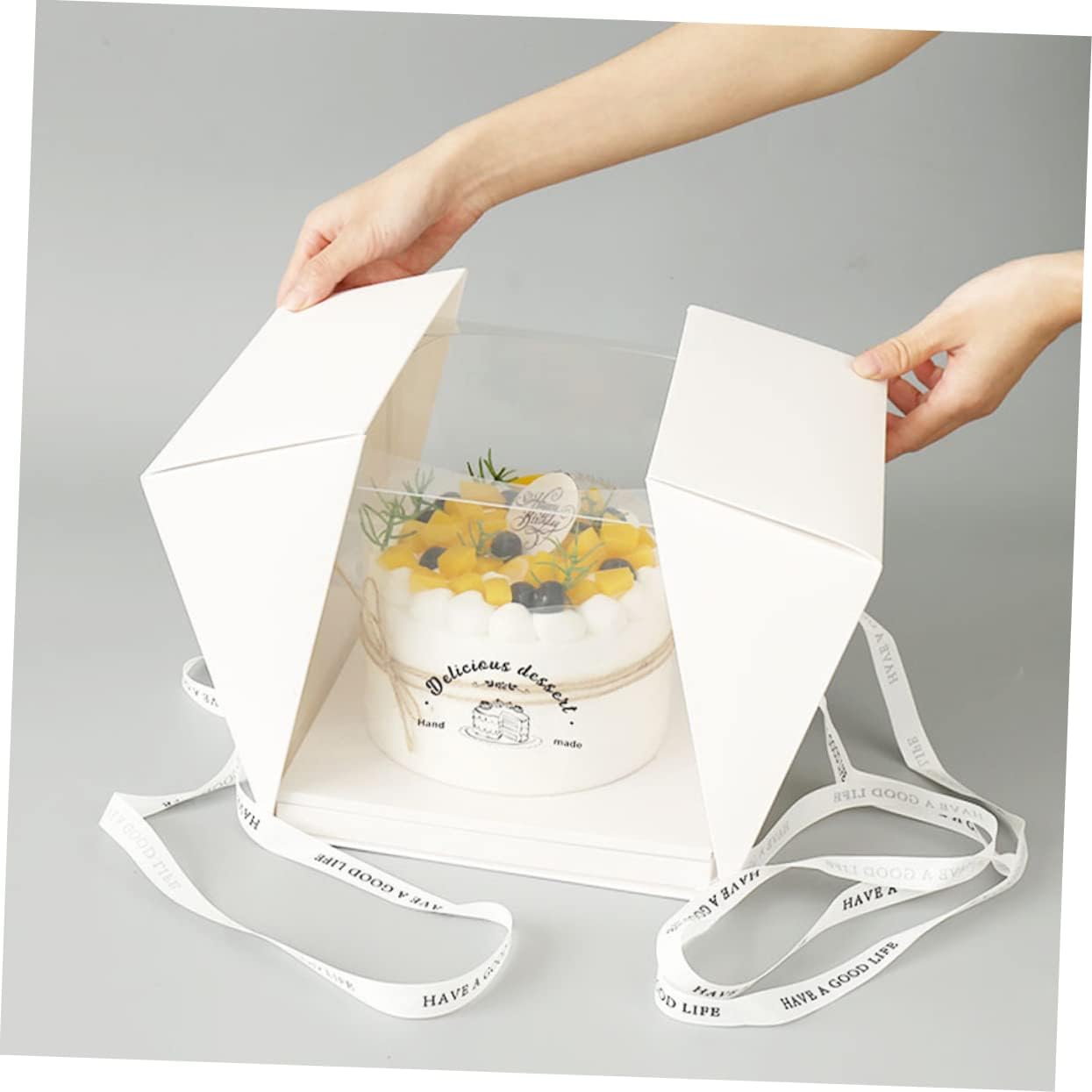 ABOOFAN Clear Cake Box Portable Birthday Cake Carrier for Cakes for Desserts and Pastries for Celebrations and Present Packaging