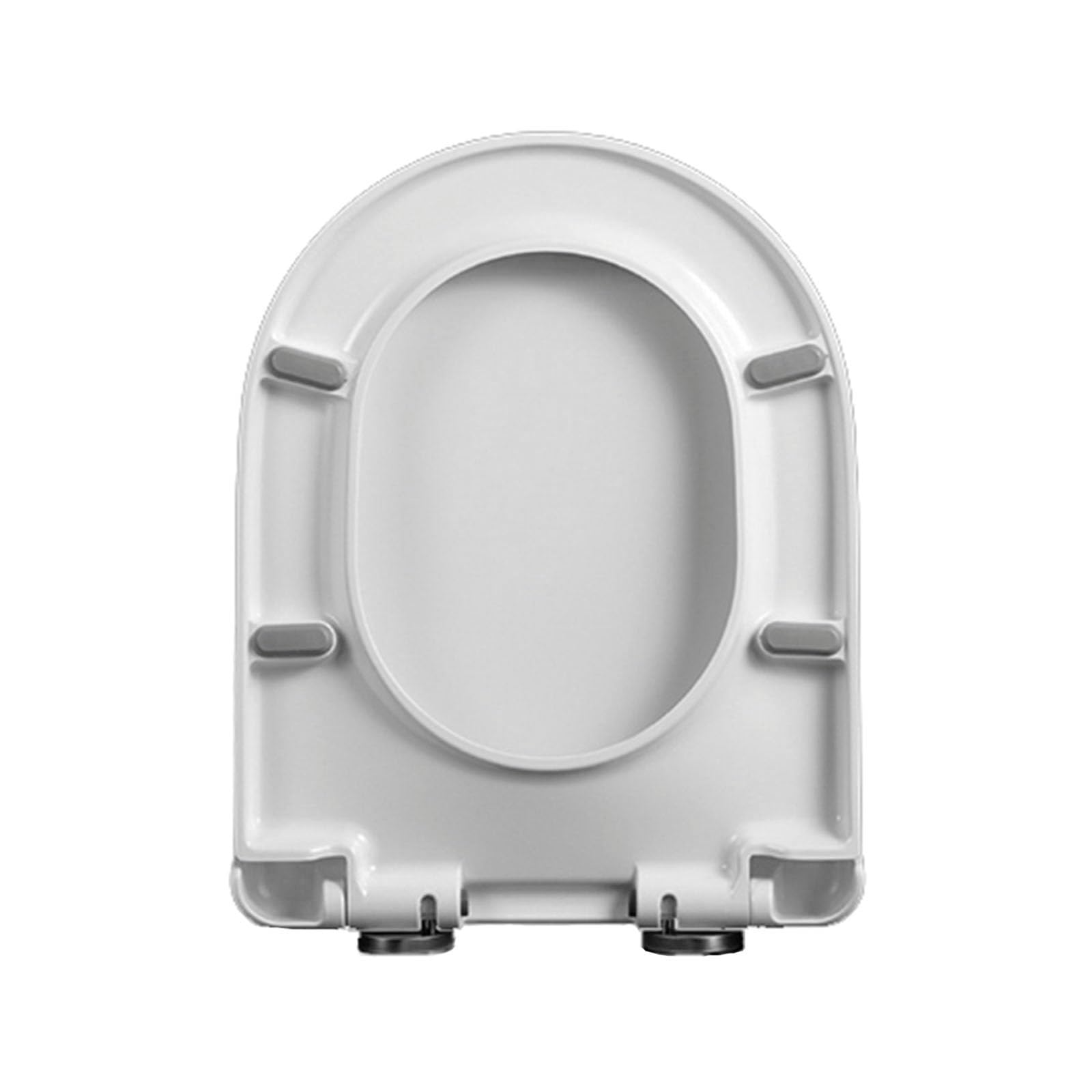 Sedile WC a forma di D, a forma di D, bianco, a forma di D, a sgancio rapido, antiscivolo, fisso, in polipropilene, a forma di D, 36 x 45 cm
